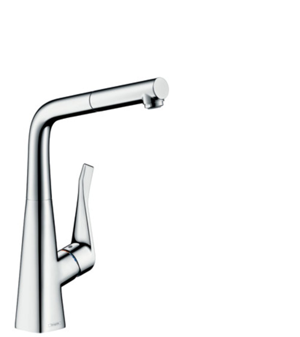 https://raleo.de:443/files/img/11eeea1f3ed24f0092906bba4399b90c/size_l/Hansgrohe-HG-Spueltischmischer-320-Metris-M71-Ausziehauslauf-1jet-chrom-14821000 gallery number 1